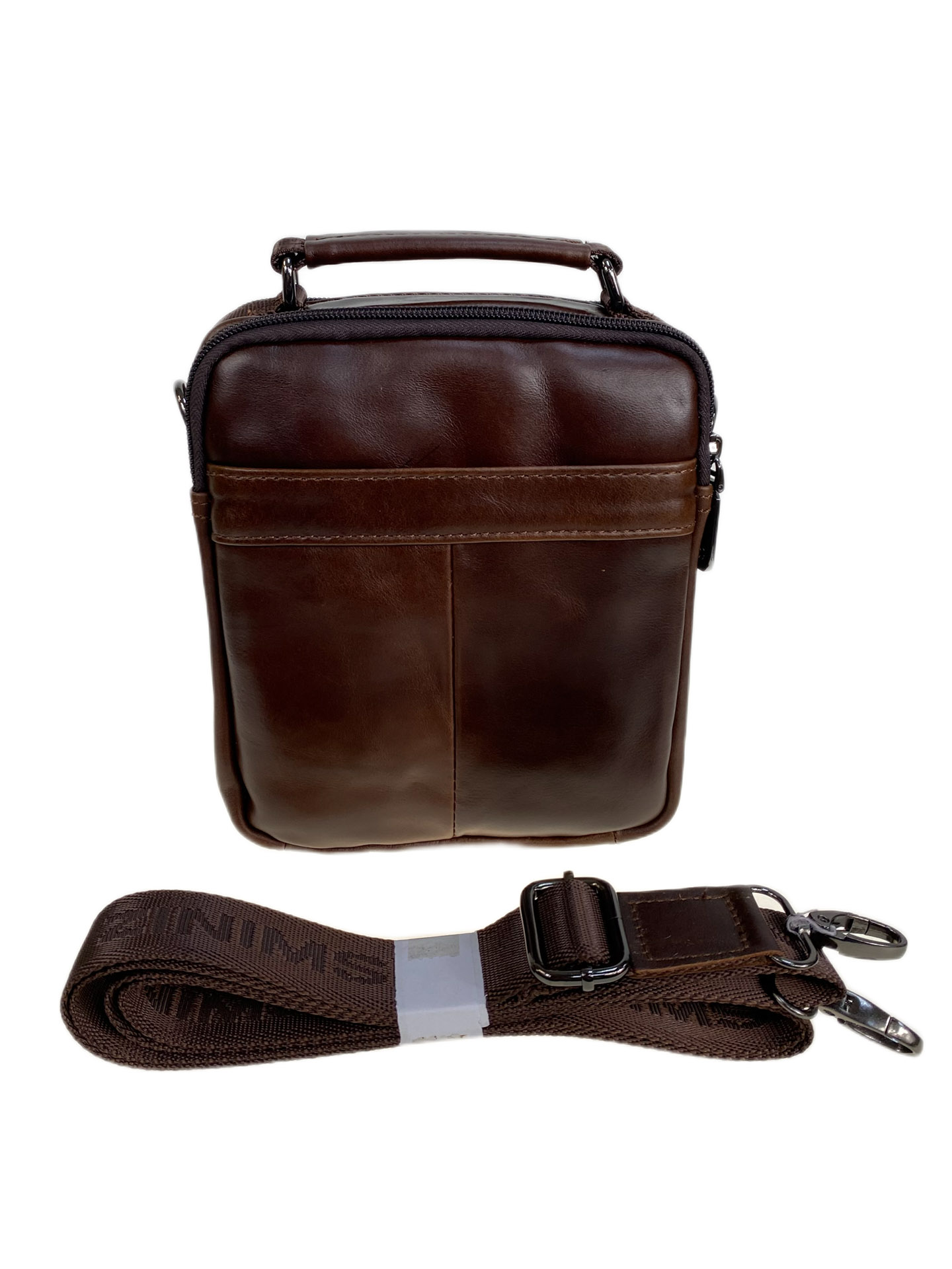 На фото 2 - Сумка мужская из натуральной кожи, цвет коричневый