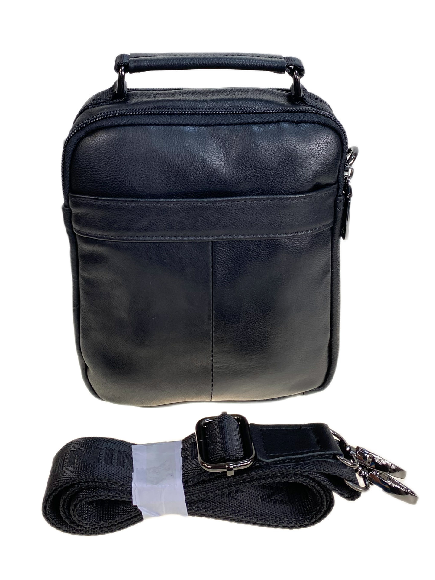 На фото 2 - Сумка мужская из натуральной кожи, цвет черный