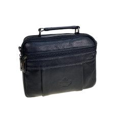 На фото 1 - Сумка мужская из натуральной кожи, цвет черный