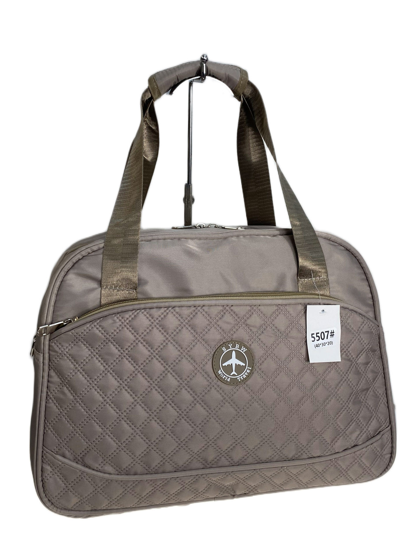 На фото 1 - Дорожная сумка из текстиля, цвет бежевый