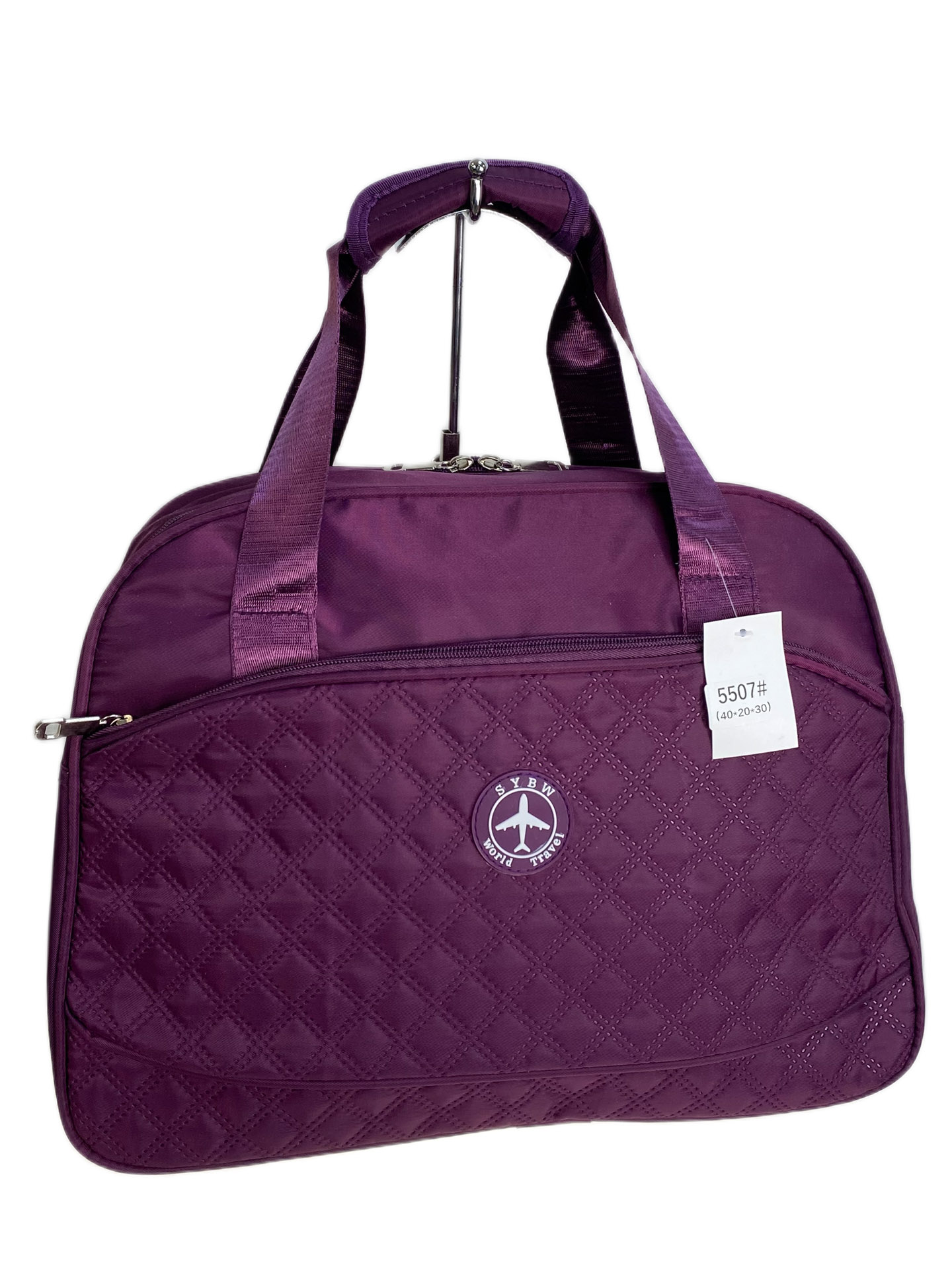 На фото 1 - Дорожная сумка из текстиля, цвет фиолетовый