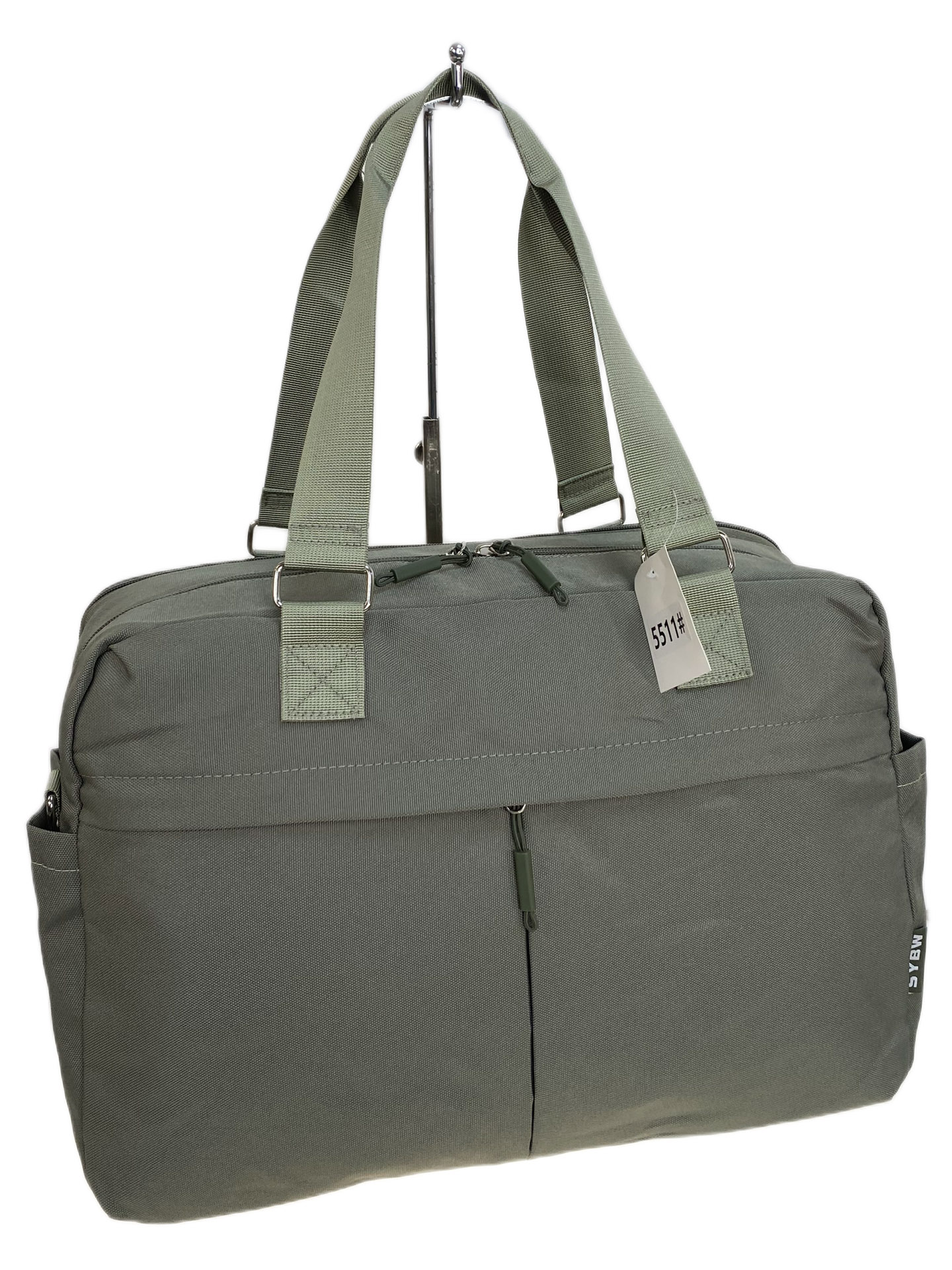 На фото 1 - Дорожная сумка из текстиля, цвет зеленый