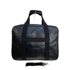 На фото 2 - Дорожная сумка из искусственной кожи, цвет черный