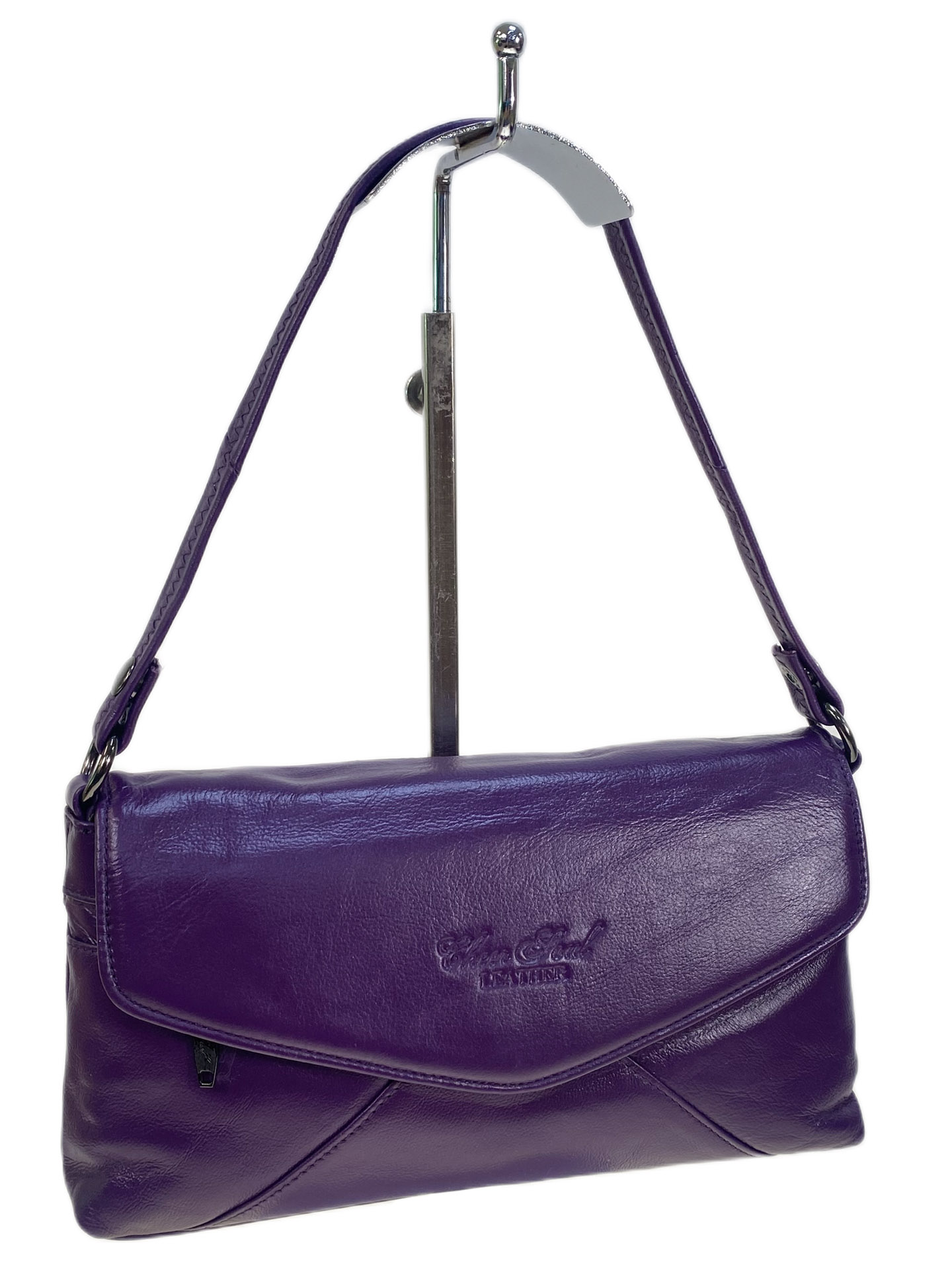 На фото 1 - Женская сумка из натуральной кожи, цвет фиолетовый