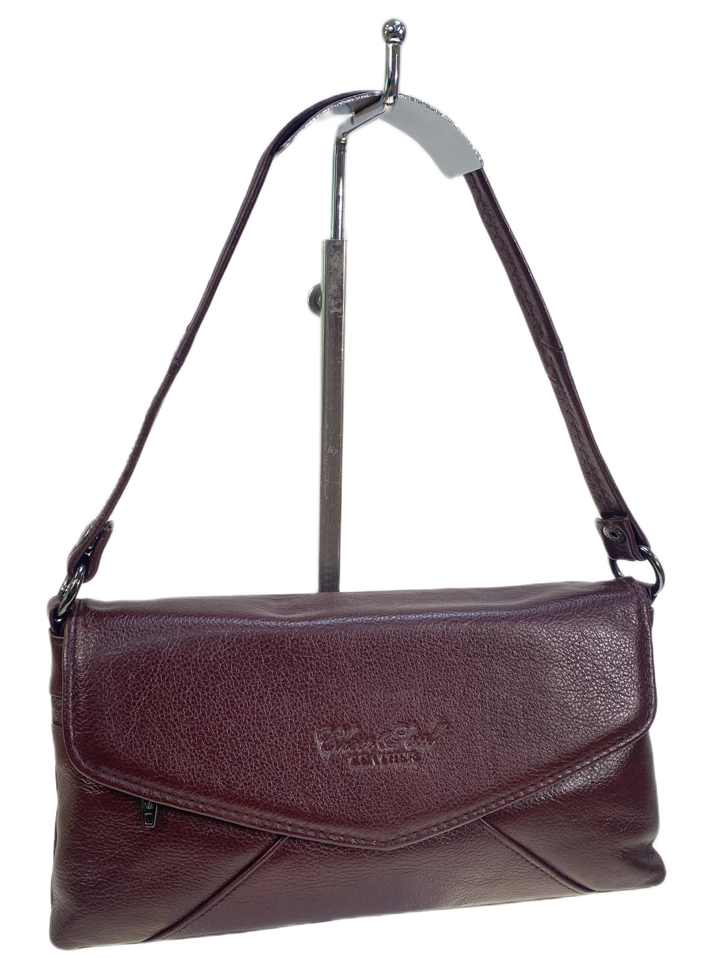 На фото 1 - Женская сумка из натуральной кожи, цвет бордо