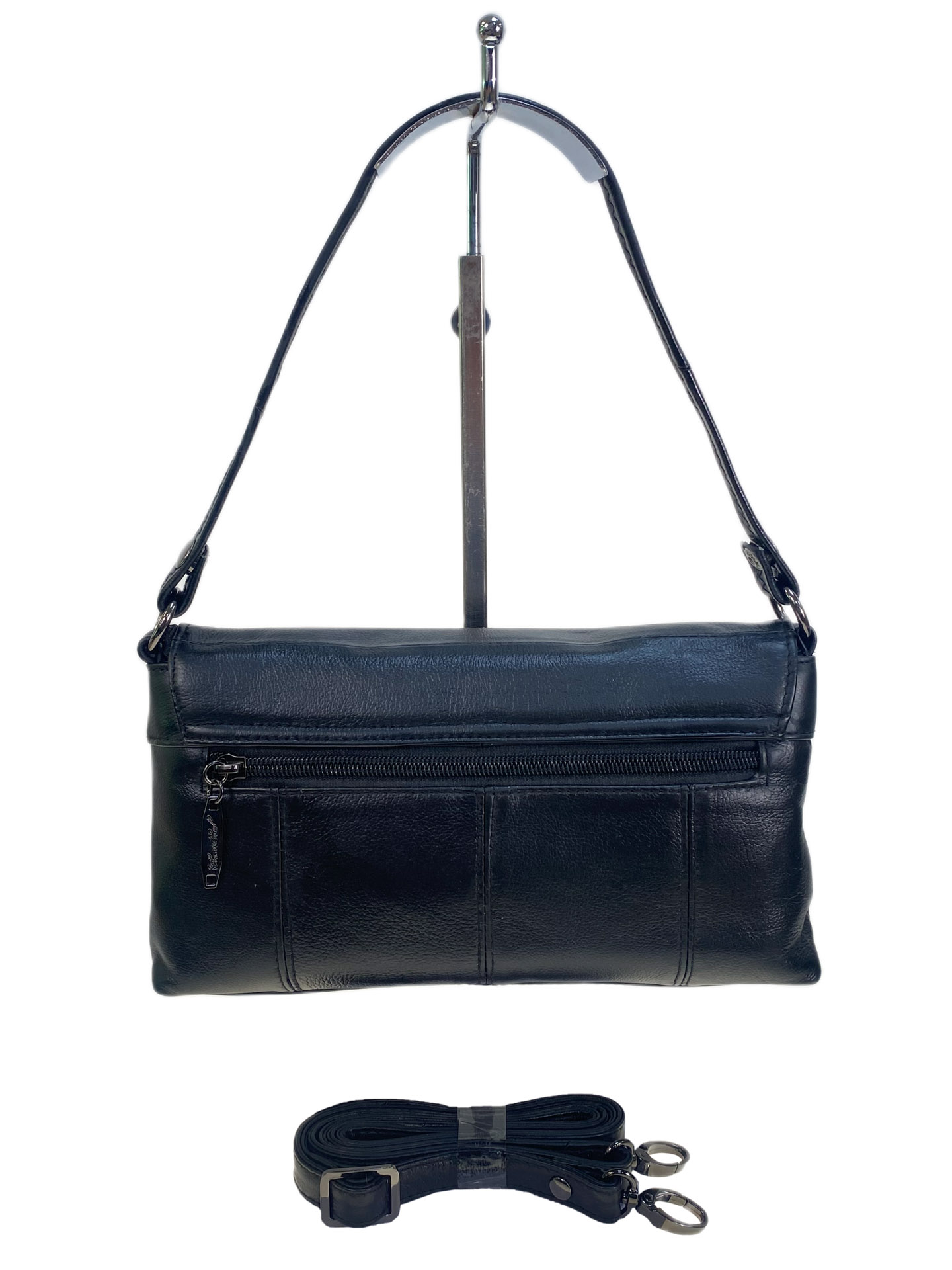 На фото 2 - Женская сумка из натуральной кожи, цвет черный