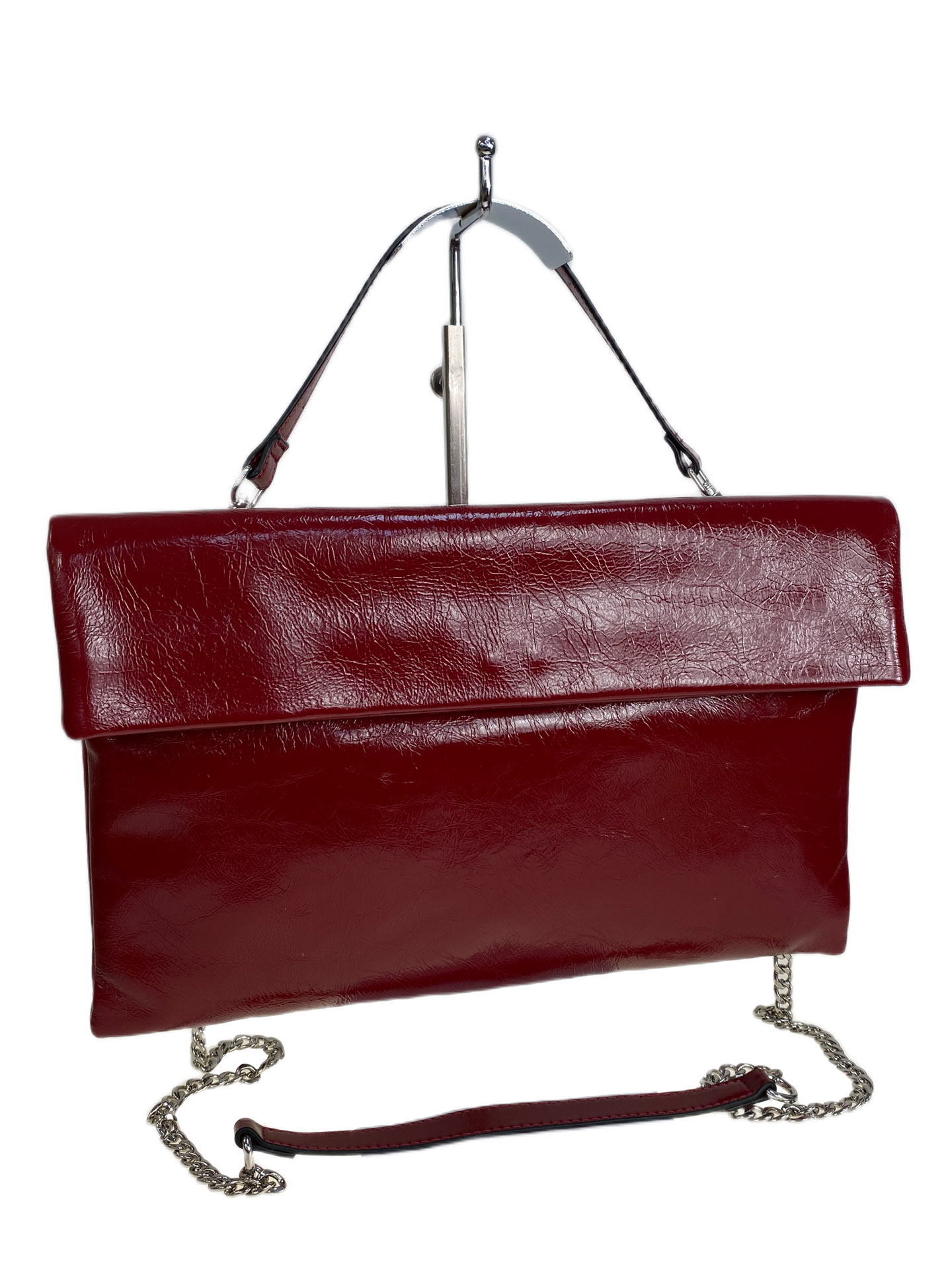 На фото 1 - Женская сумка из натуральной кожи, цвет  бордовый