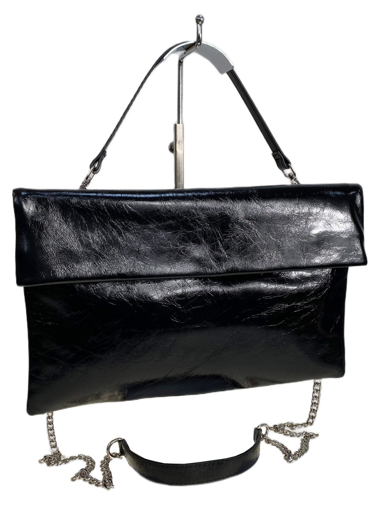 На фото 1 - Женская сумка из натуральной кожи, цвет  черный