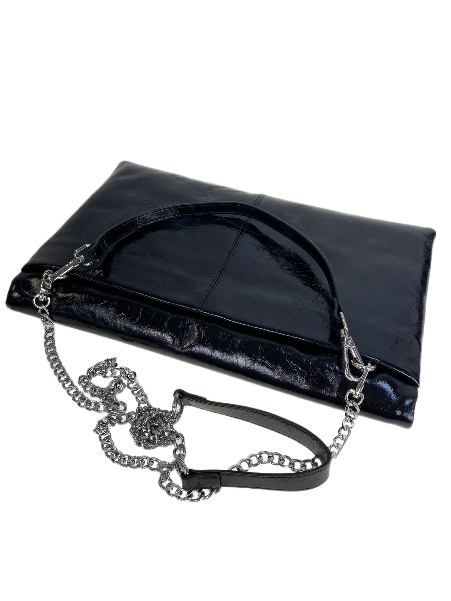 На фото 2 - Женская сумка из натуральной кожи, цвет  черный