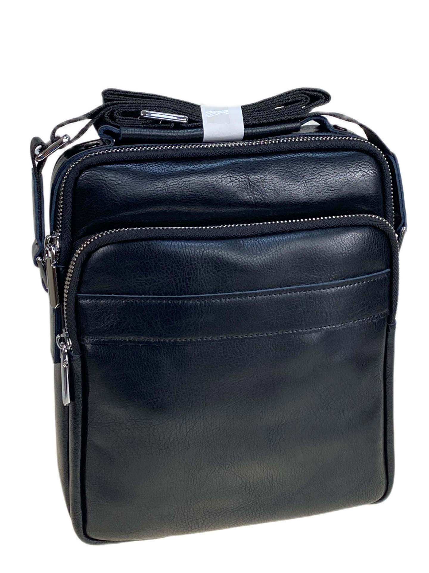 На фото 1 - Сумка мужская из натуральной кожи, цвет черный