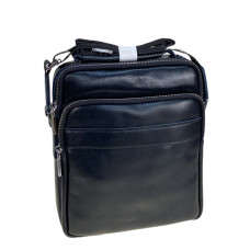 На фото 1 - Сумка мужская из натуральной кожи, цвет черный