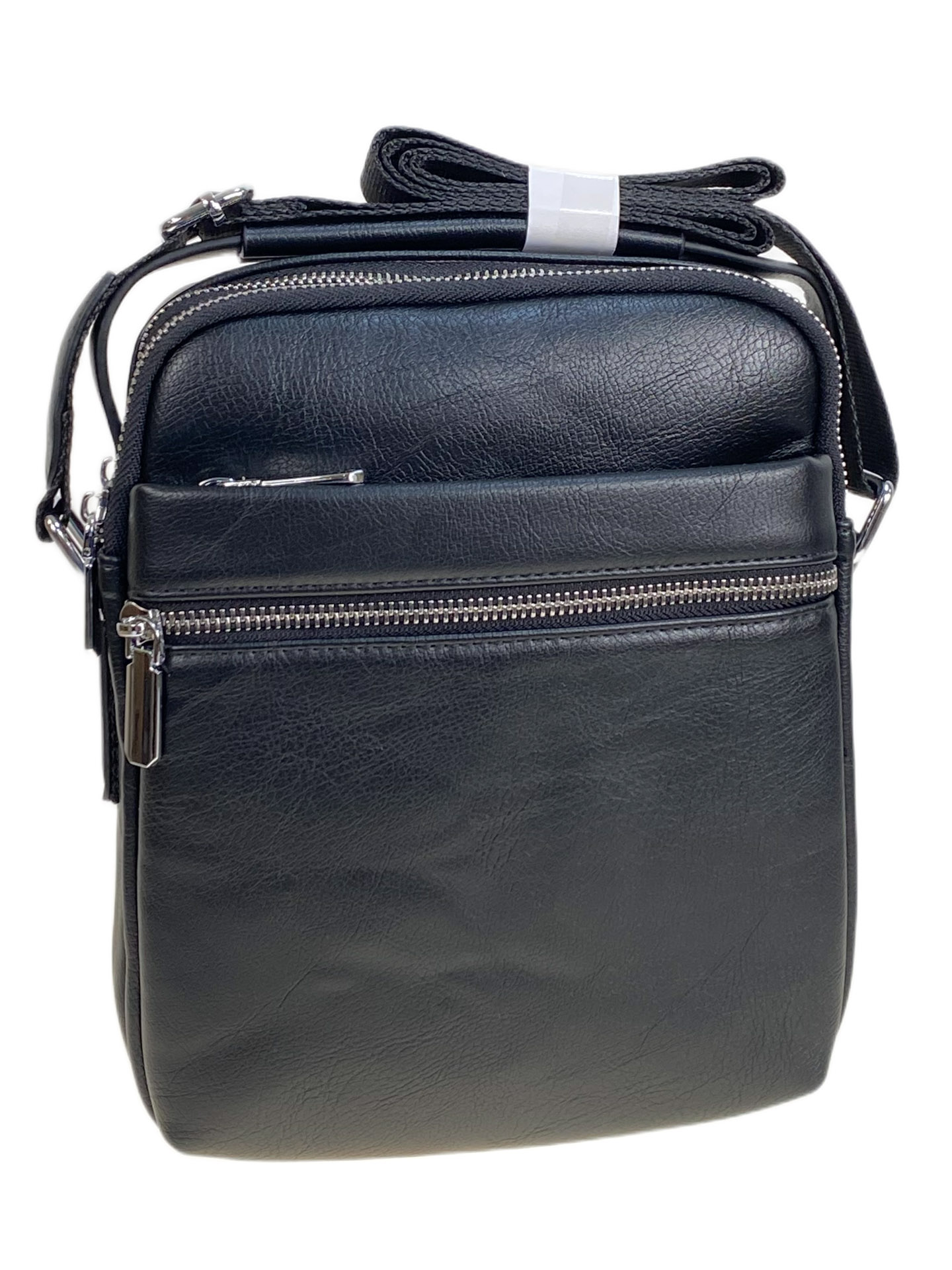 На фото 1 - Сумка мужская из натуральной кожи, цвет черный