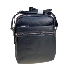 На фото 1 - Сумка мужская из натуральной кожи, цвет черный