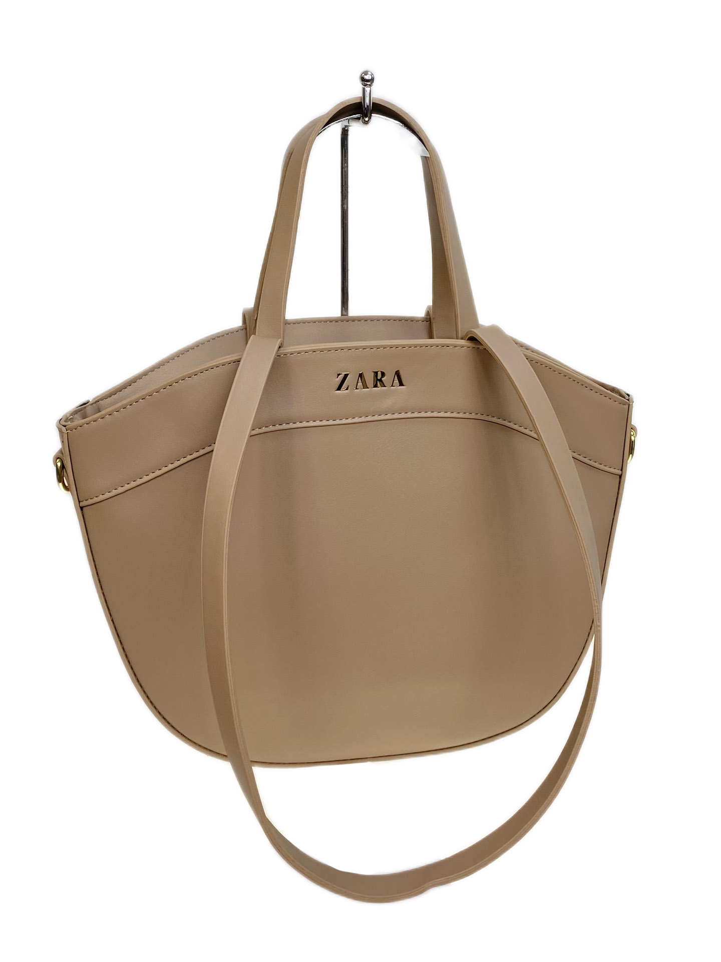 На фото 1 - Женская сумка из искусственной кожи, цвет бежевый