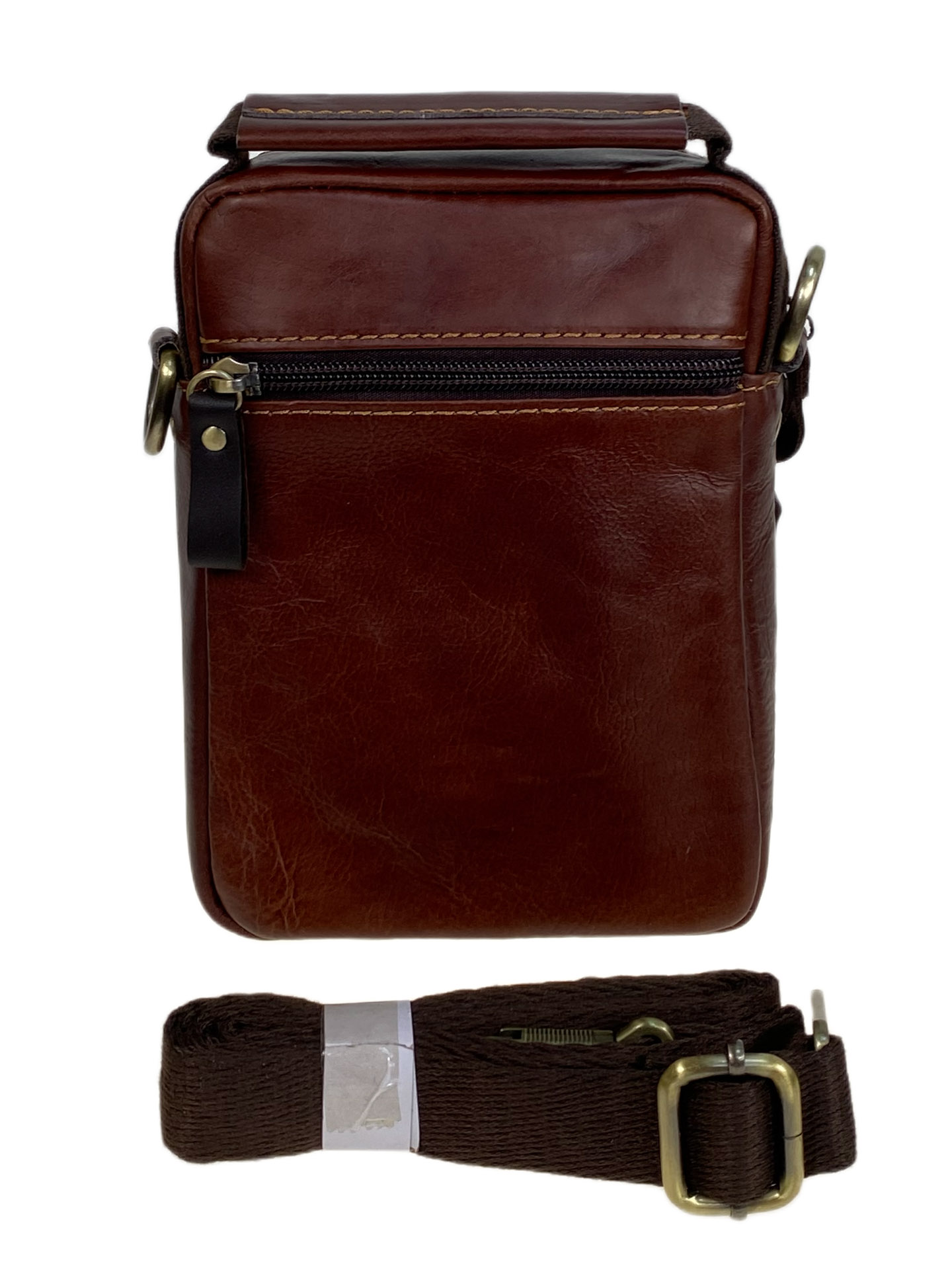 На фото 2 - Сумка мужская из натуральной кожи, цвет коричневый