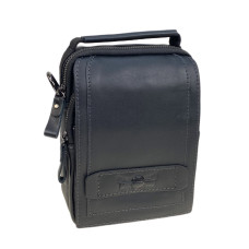 На фото 1 - Сумка мужская из натуральной кожи, цвет черный