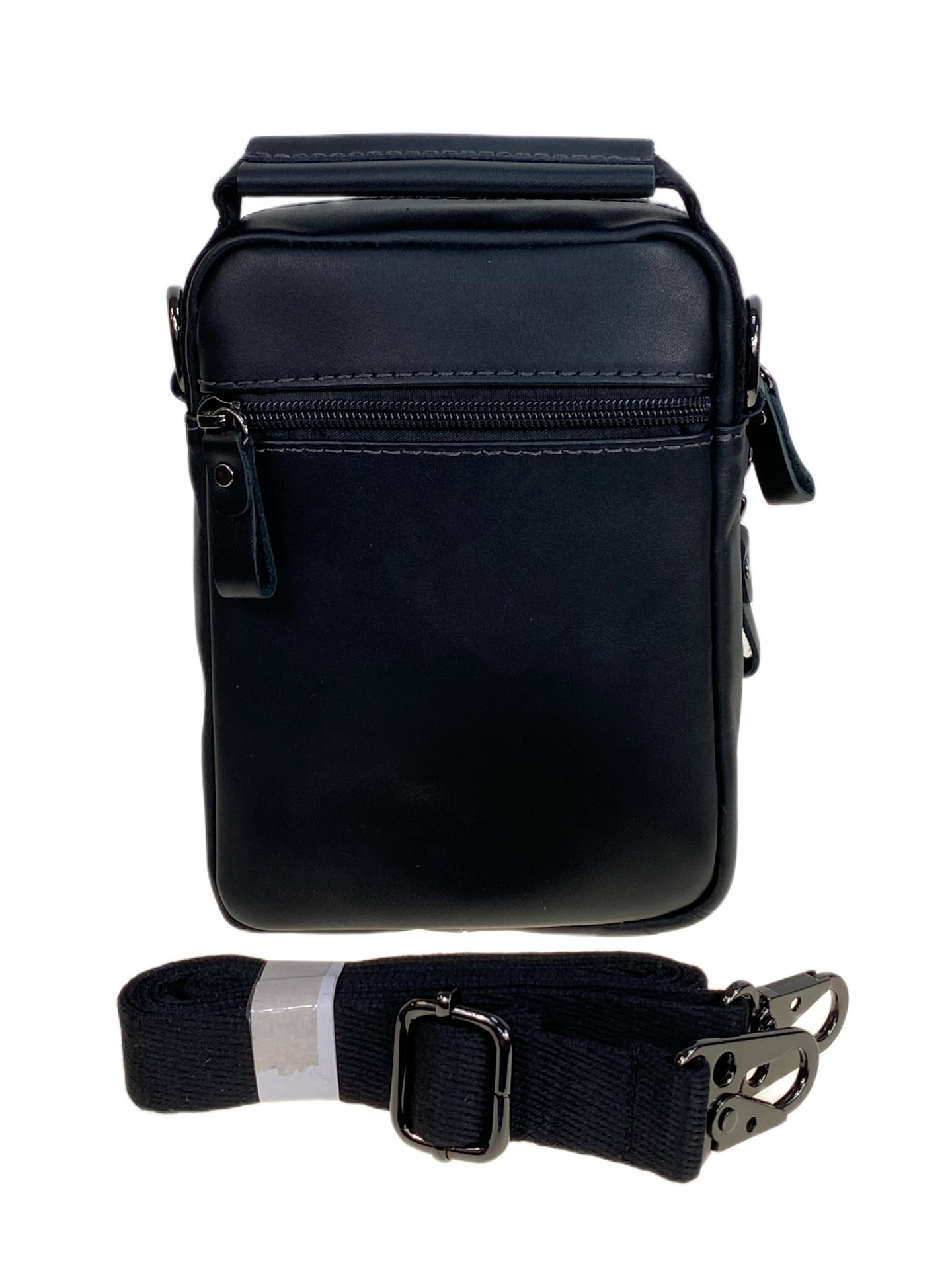 На фото 2 - Сумка мужская из натуральной кожи, цвет черный