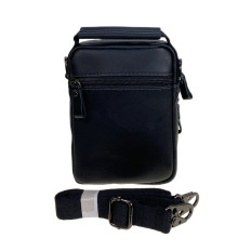 На фото 2 - Сумка мужская из натуральной кожи, цвет черный