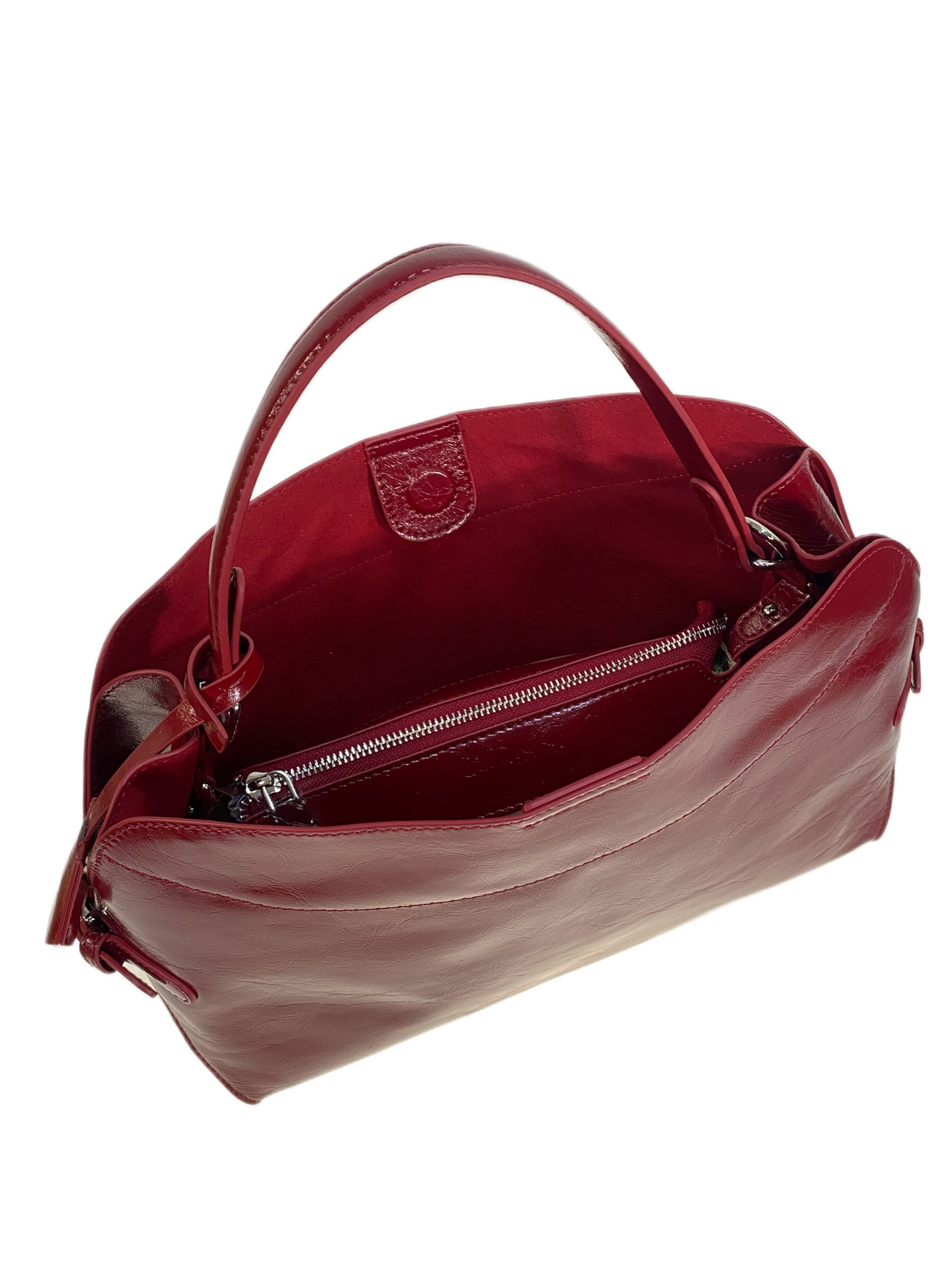 На фото 2 - Женская сумка из натуральной кожи, цвет  красный