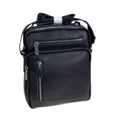 На фото 1 - Сумка мужская из натуральной кожи, цвет черный