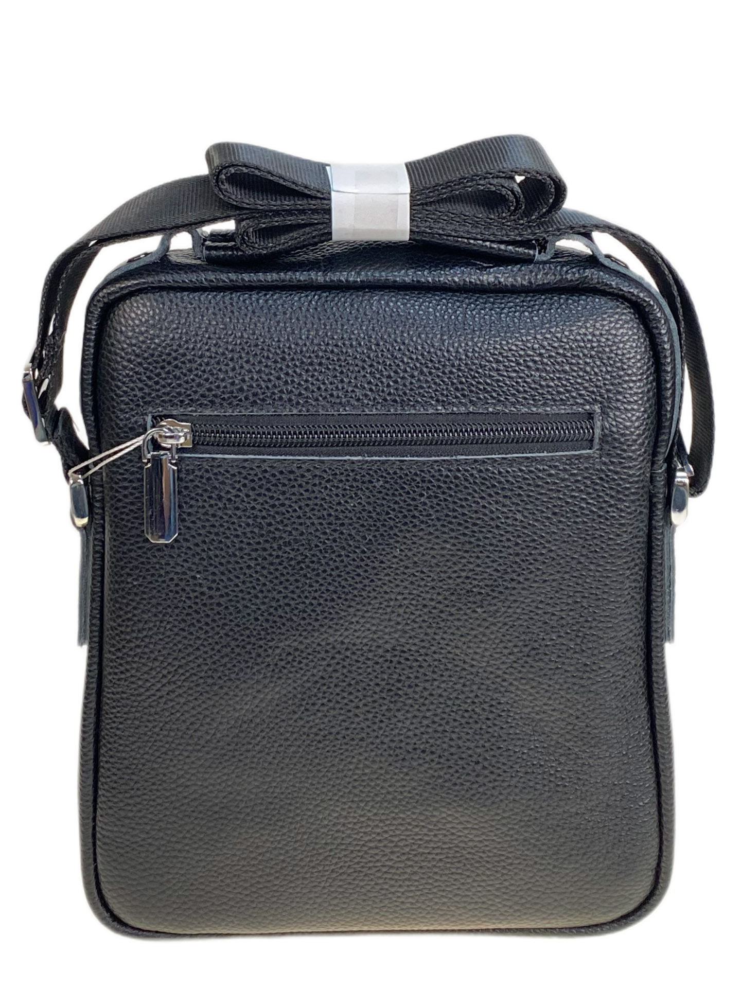 На фото 2 - Сумка мужская из натуральной кожи, цвет черный