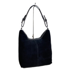 На фото 1 - Женская сумка из искусственной кожи и натуральной замши, цвет синий