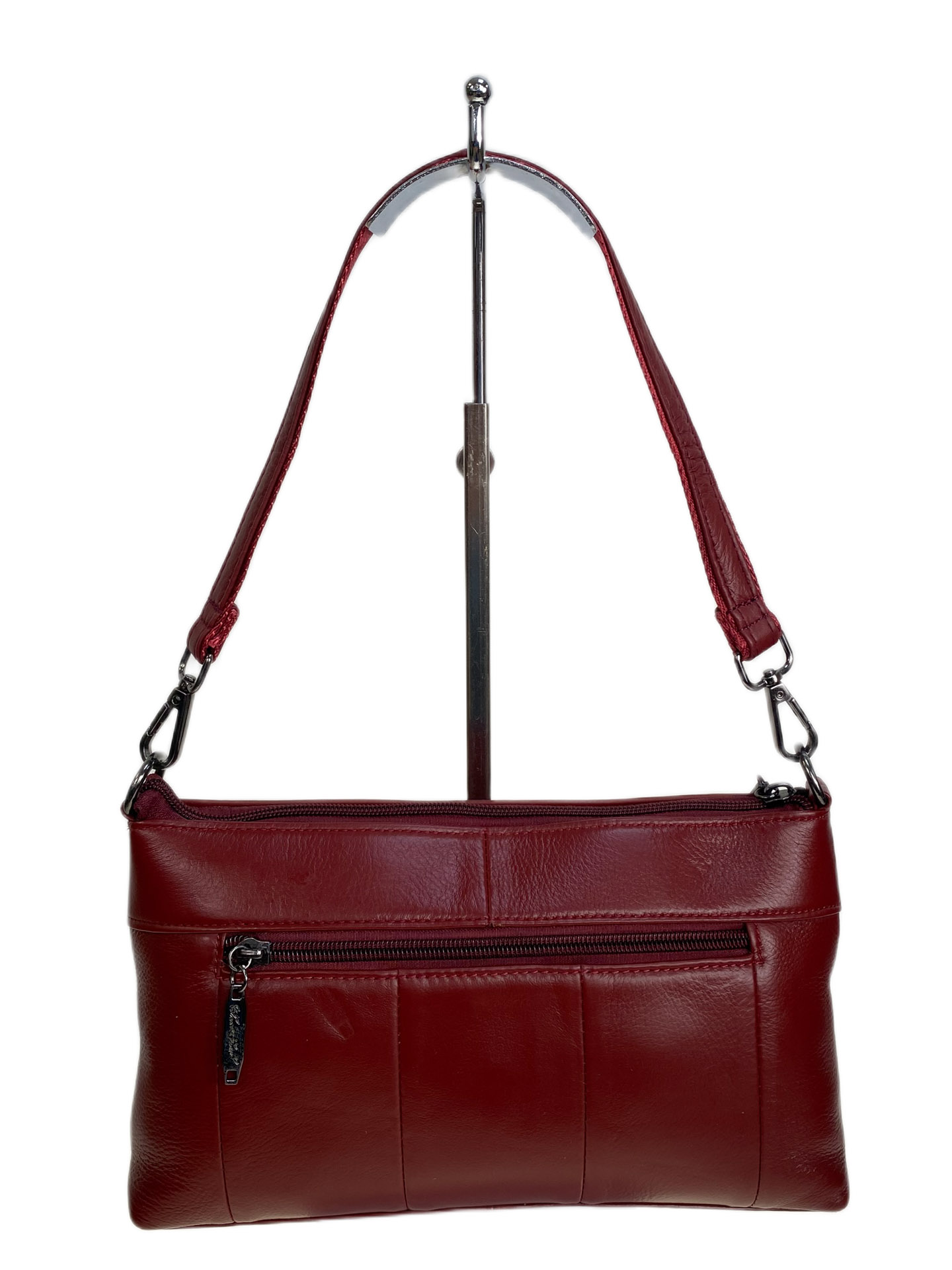 На фото 2 - Женская сумка из натуральной кожи, цвет бордовый