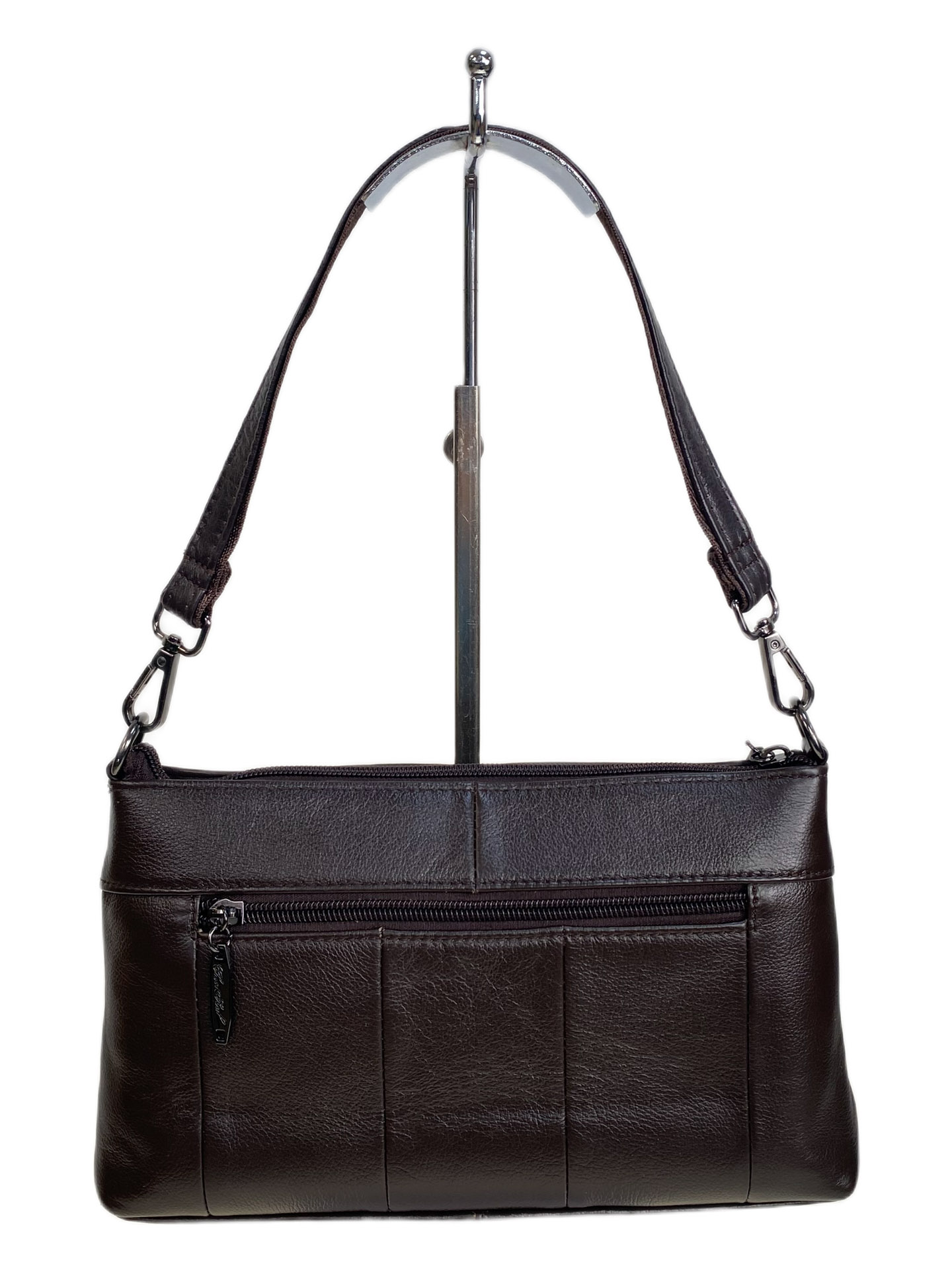 На фото 2 - Женская сумка из натуральной кожи, цвет  шоколад