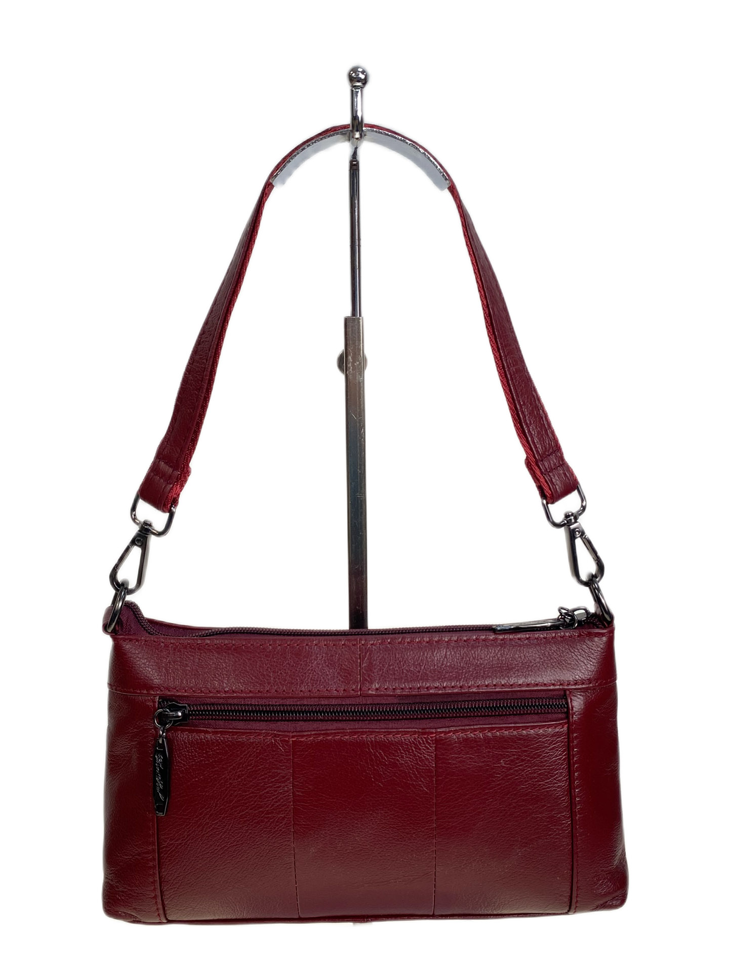 На фото 2 - Женская сумка из натуральной кожи, цвет  бордовый