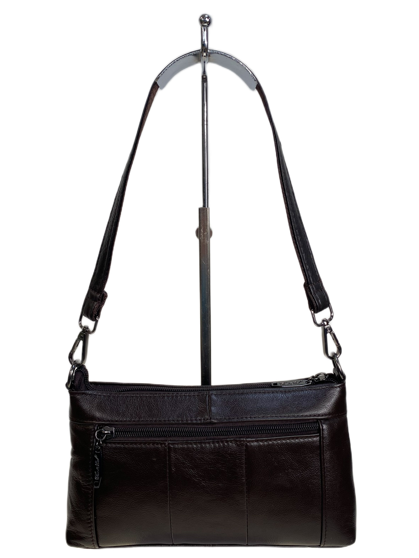 На фото 2 - Женская сумка из натуральной кожи, цвет  шоколад