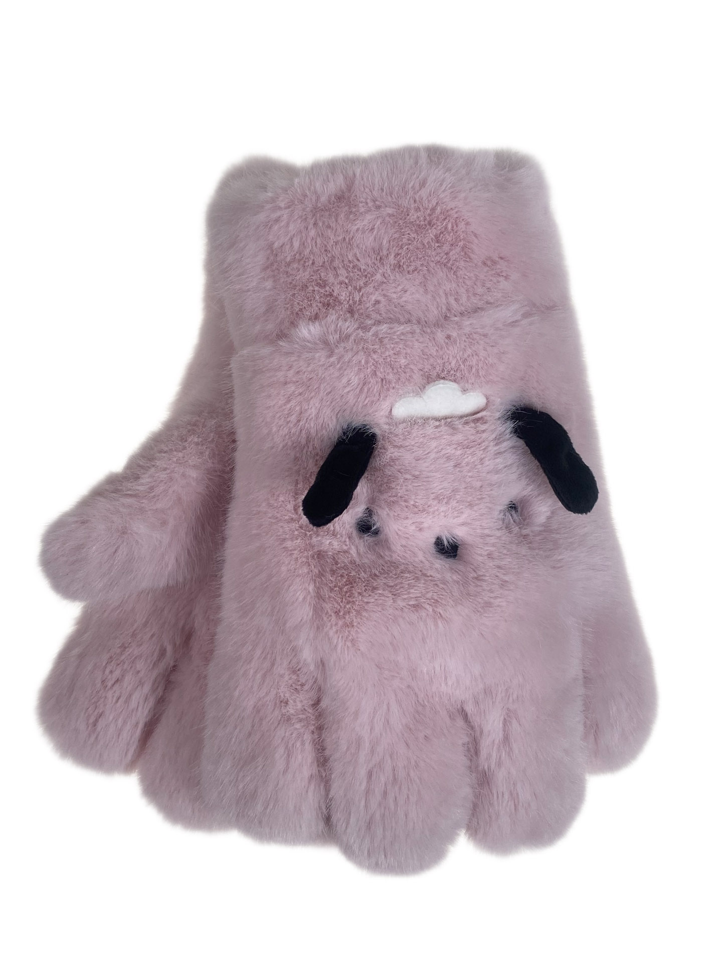 На фото 1 - Тёплые подростковые перчатки, цвет нежно розовый