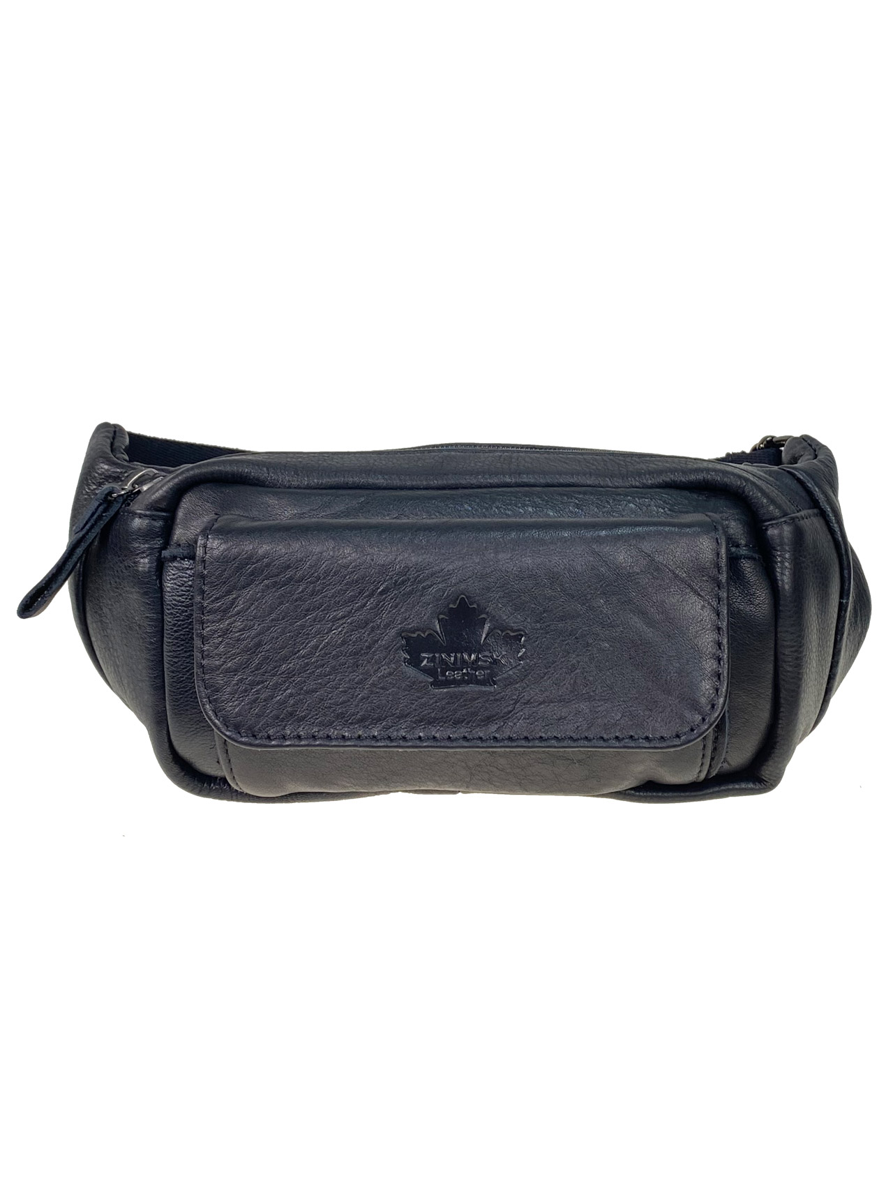 На фото 2 - Мужская сумка на пояс из натуральной кожи цвет черный 