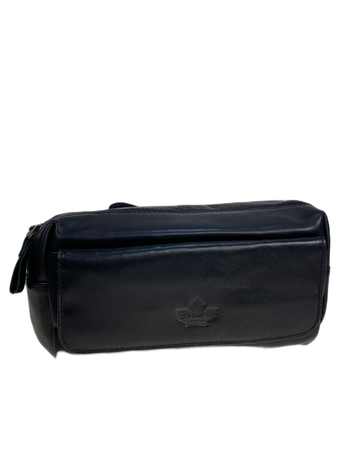 На фото 1 - Сумка мужская на пояс из натуральной кожи, цвет черный