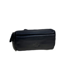 На фото 1 - Сумка мужская на пояс из натуральной кожи, цвет черный