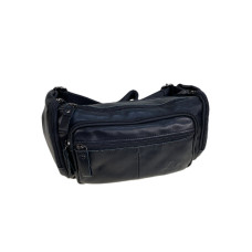 На фото 1 - Сумка мужская на пояс из натуральной кожи, цвет черный