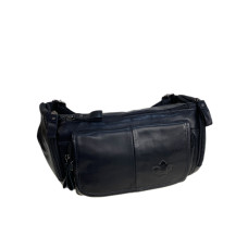 На фото 1 - Сумка мужская на пояс из натуральной кожи, цвет черный