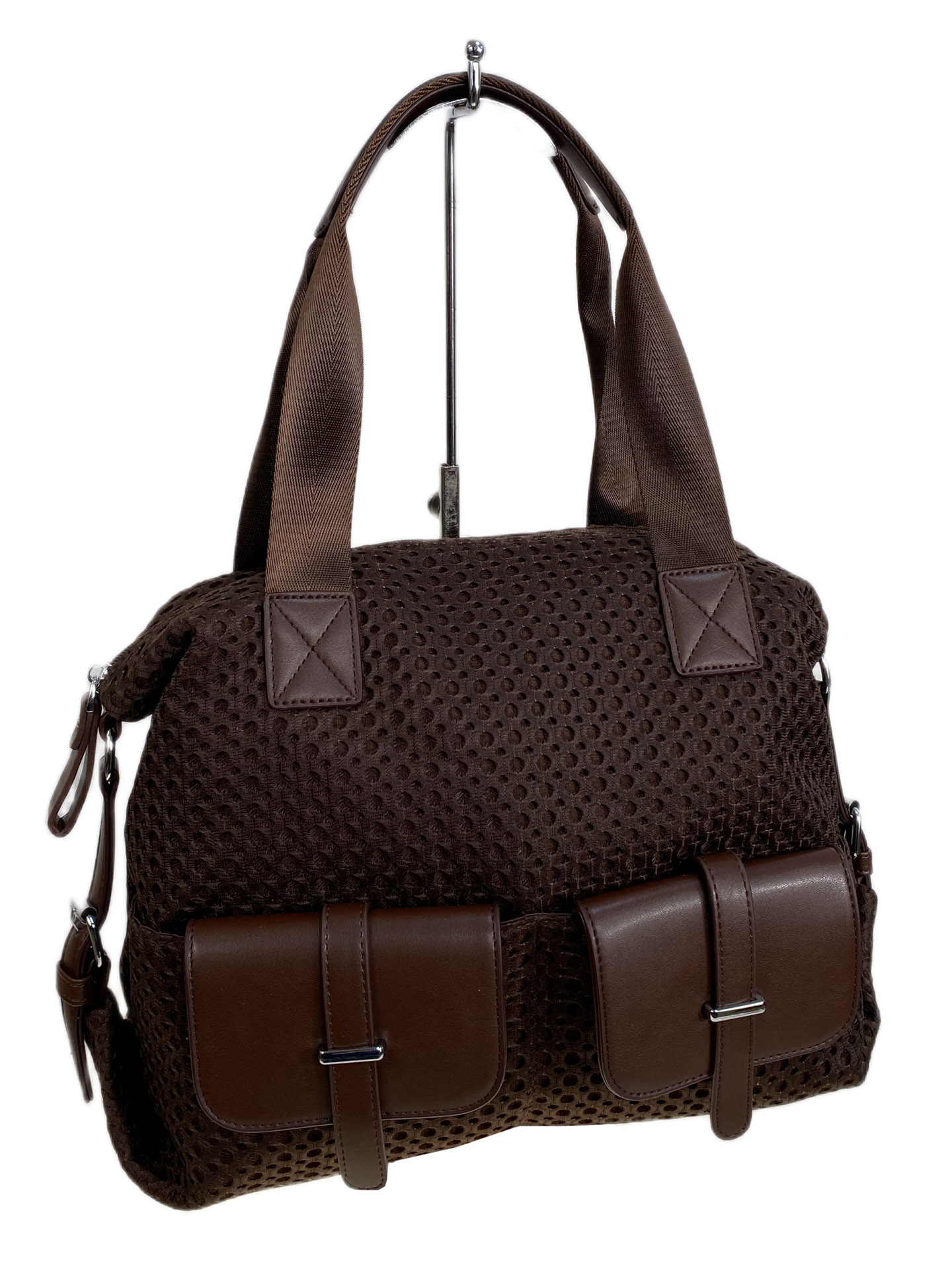 На фото 1 - Женская сумка из текстиля, цвет шоколад