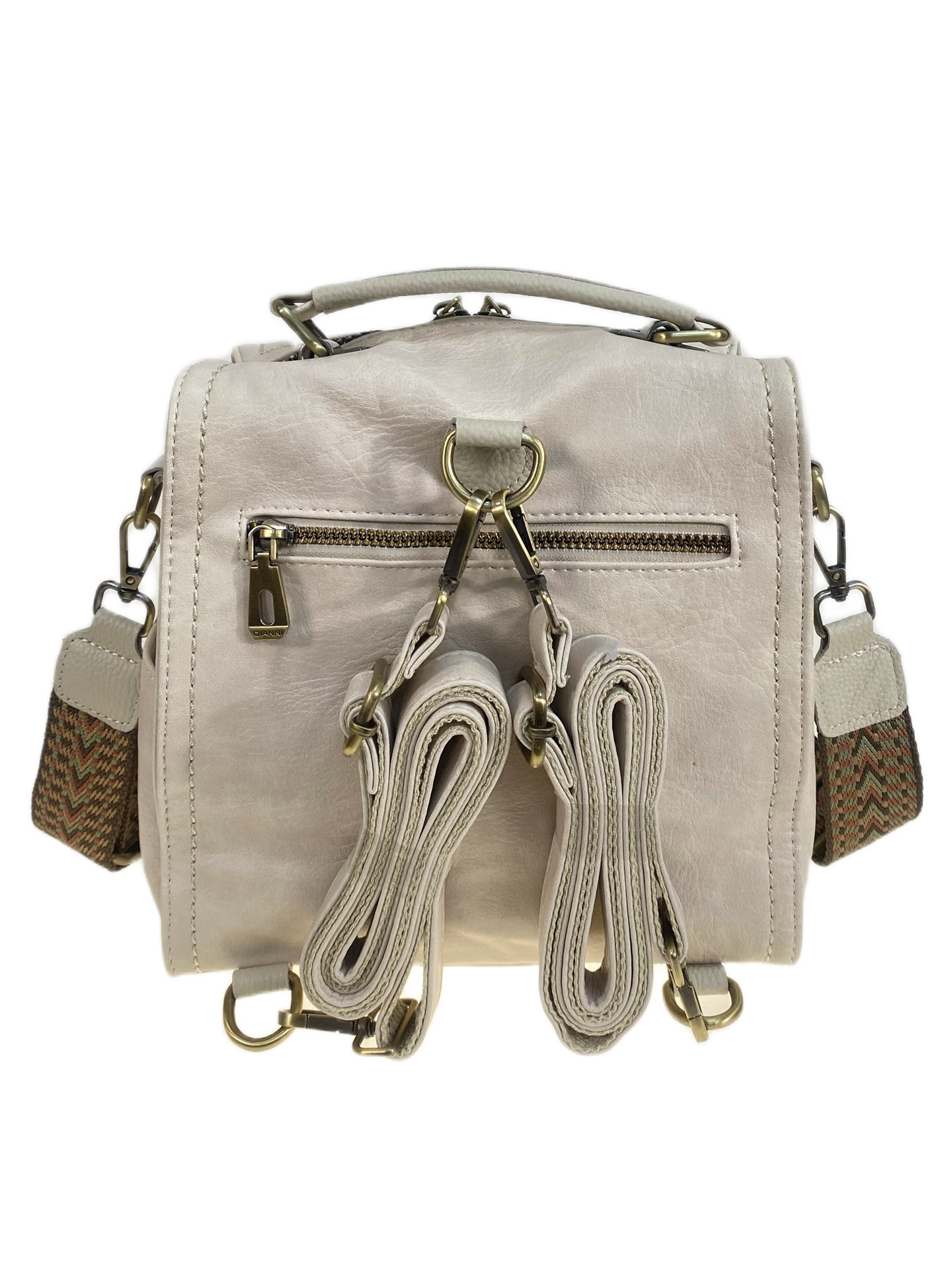 На фото 2 - Женская сумка-рюкзак из искусственной кожи, цвет молочный