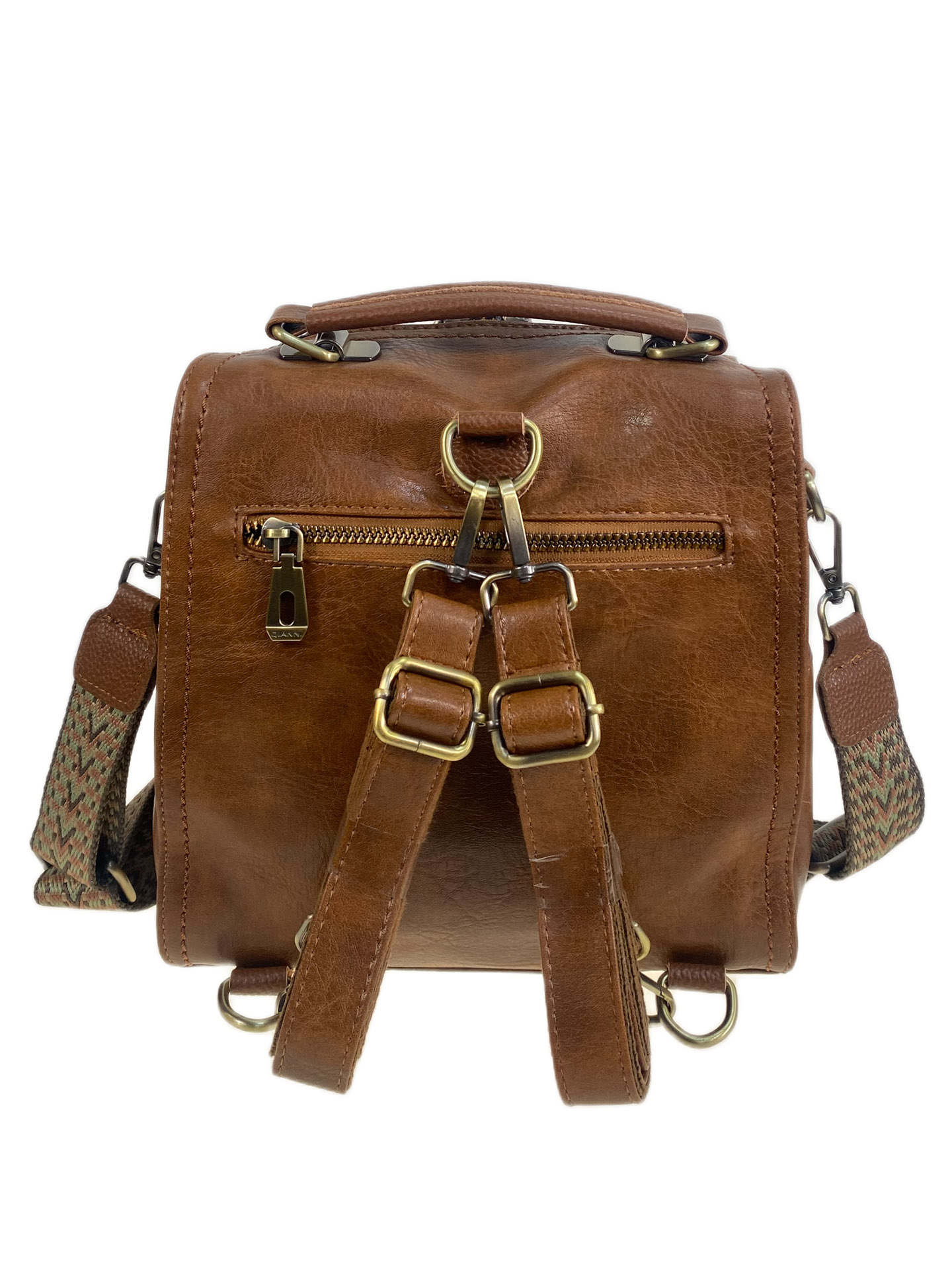 На фото 2 - Женская сумка - рюкзак из искусственной кожи, цвет шоколад