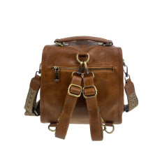 На фото 2 - Женская сумка - рюкзак из искусственной кожи, цвет шоколад