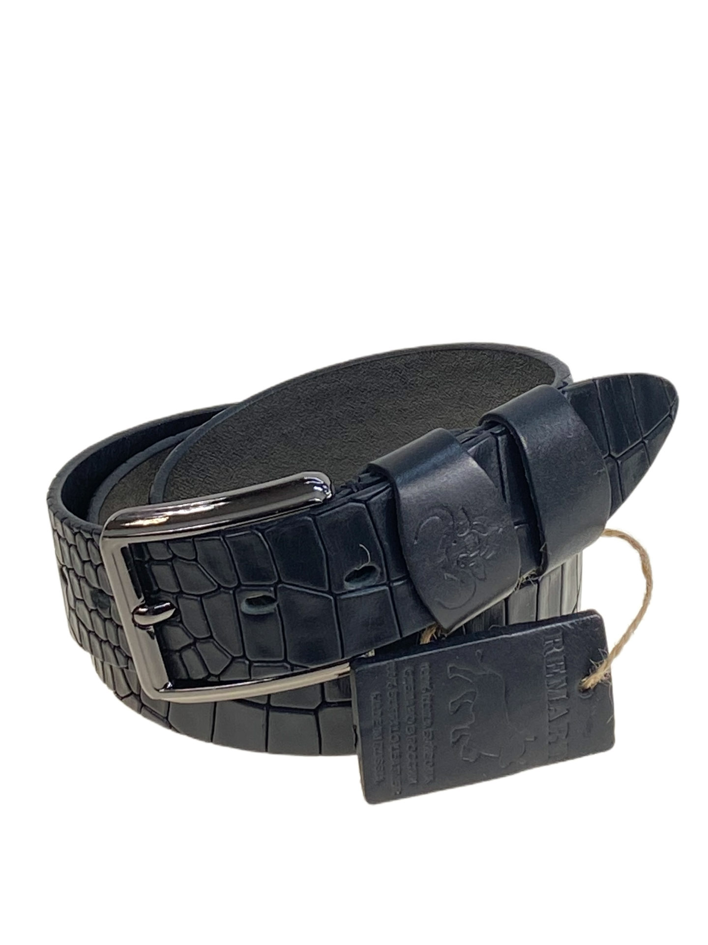 На фото 1 - Ремень мужской из натуральной кожи, цвет черный