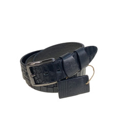 На фото 1 - Ремень мужской из натуральной кожи, цвет черный