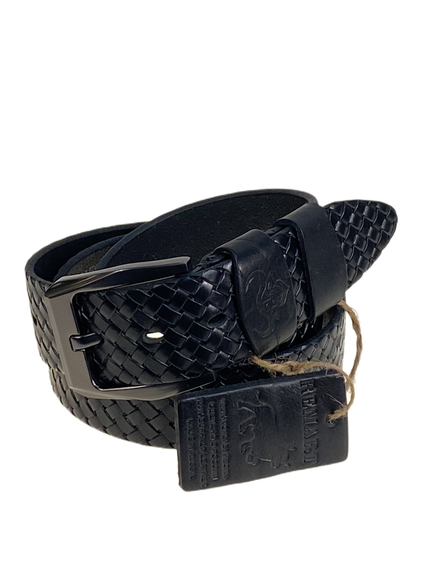 На фото 1 - Ремень мужской из натуральной кожи, цвет черный