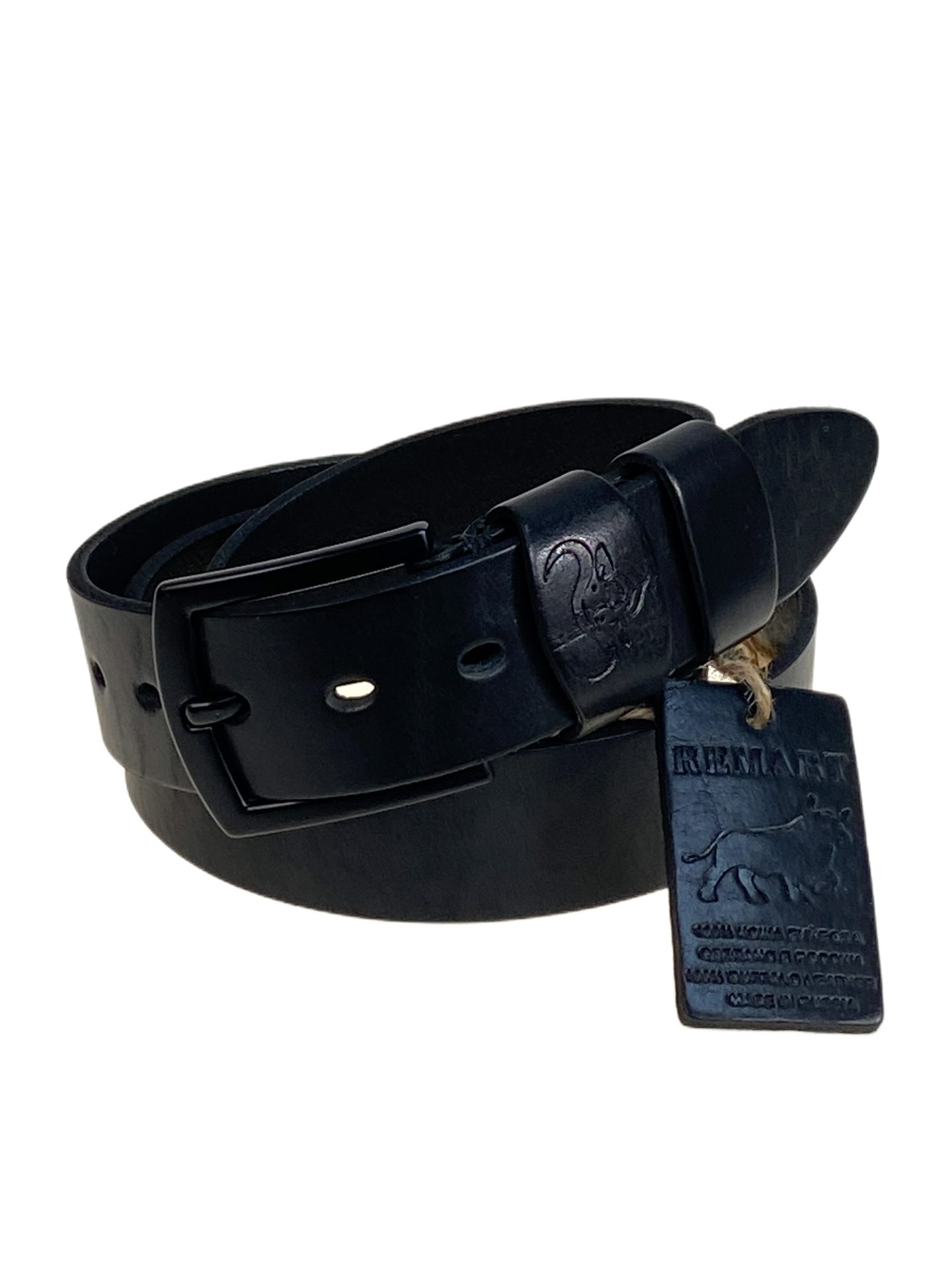 На фото 1 - Ремень мужской из натуральной кожи, цвет черный