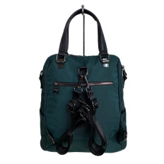 На фото 2 - Женская сумка - рюкзак из текстиля, цвет  зеленый