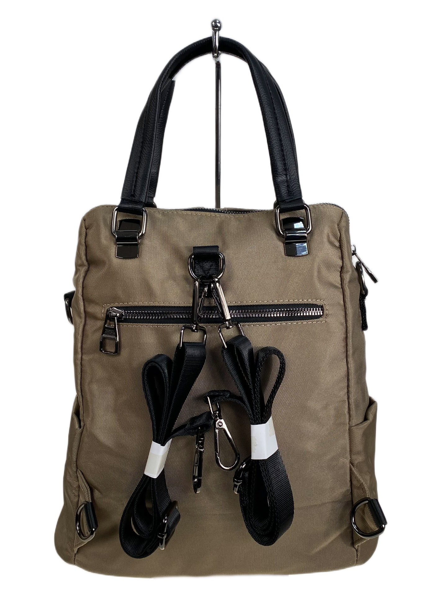 На фото 2 - Женская сумка - рюкзак из текстиля, цвет коричневый