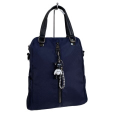 На фото 1 - Женская сумка - рюкзак из текстиля, цвет синий