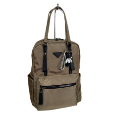 На фото 1 - Женская сумка - рюкзак из текстиля, цвет коричневый