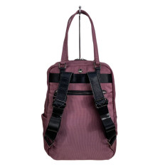 На фото 2 - Женская сумка - рюкзак из текстиля, цвет пудра