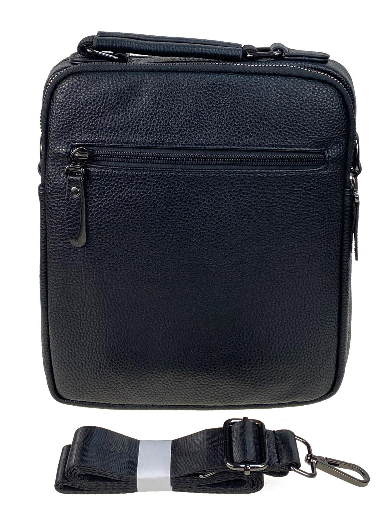 На фото 2 - Сумка мужская из натуральной кожи, цвет черный